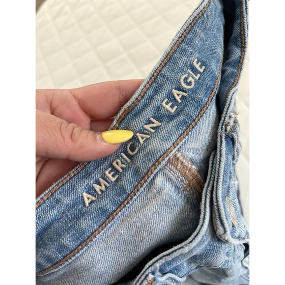 American Eagle Patchwork Denim Shorts US 2 Womens High Rise Cuffed Boho Festival - Picture 5 of 7